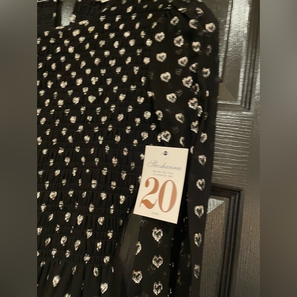 Shoshanna size 4 NWT smocked gold clip dot heart long sleeve mini dress - Picture 4 of 7